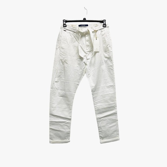Scotch & Soda Dax Loose‎ Fit Belted White Pants Mens NWT - Picture 1 of 9